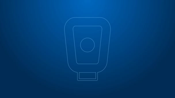 White line Boxing training paws icon isolated on blue background. 4K Video motion graphic animation — Wideo stockowe