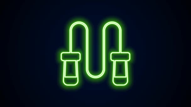 Leuchtende Neon Line Jump Rope Symbol isoliert auf schwarzem Hintergrund. Seilspringen. Sportgeräte. 4K Video Motion Grafik Animation — Stockvideo