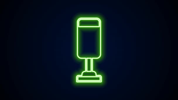 Leuchtendes neonfarbenes Boxsack-Symbol auf schwarzem Hintergrund. 4K Video Motion Grafik Animation — Stockvideo