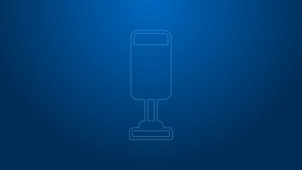 White line Punching bag icon isolated on blue background. 4K Video motion graphic animation — Stock Video