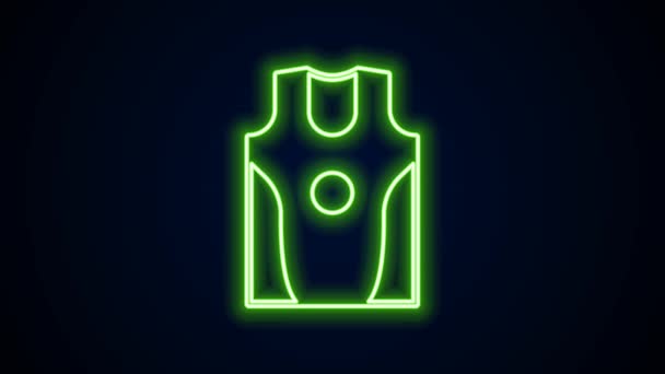 Glowing neon line Boxing jersey and t-shirt icon isolated on black background. 4K Video motion graphic animation — Vídeo de Stock