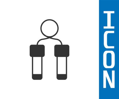 Beyaz arkaplanda gri atlama ipi simgesi izole edildi. İp atlıyorum. Spor malzemeleri. Vektör