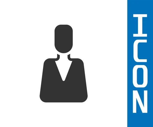 Icono de empleado gris aislado sobre fondo blanco. Caza de cabezas. Objetivo de negocio o empleo. Recursos humanos y contratación para las empresas. Vector — Archivo Imágenes Vectoriales
