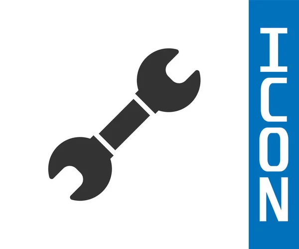 Значок гаечного ключа Grey Wrench выделен на белом фоне. Инструмент для ремонта ключей. Символ служебного инструмента. Вектор — стоковый вектор