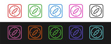 Pusula simgesini siyah ve beyaz arkaplanda izole et. Rüzgâr yön bulma sembolü. Rüzgar gül işareti. Vektör