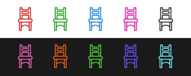 Çizgi Sandalyesi simgesi siyah beyaz arkaplanda izole edildi. Vektör