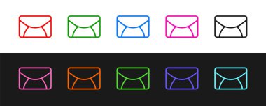 Satır simgesi ve e- posta simgesini siyah ve beyaz arkaplanda ayır. Zarf sembolü e-postası. E- posta kodu. Vektör