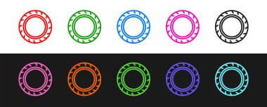 Otomobil tekeri simgesi siyah beyaz arka planda izole edildi. Vektör