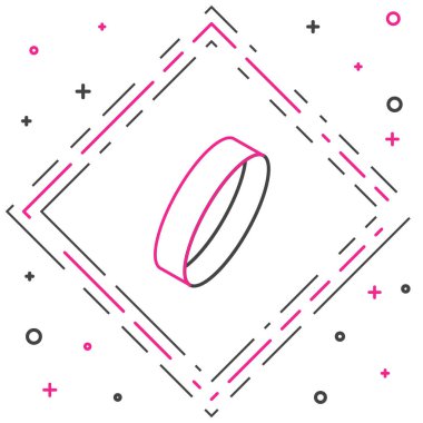 Hat Altın yüzük simgesi beyaz arkaplanda izole edildi. Renkli taslak konsepti. Vektör