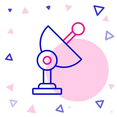 Radar simgesi beyaz arkaplanda izole edildi. Arama sistemi. Uydu sinyali. Renkli taslak konsepti. Vektör