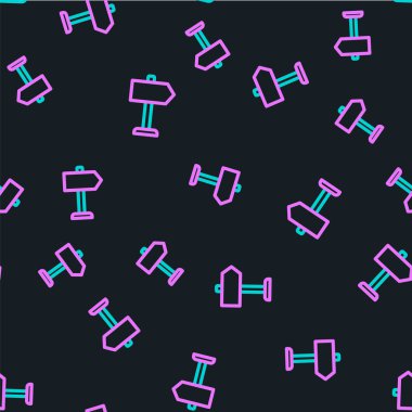 Line Road trafik tabelası. Simge simgesi siyah arkaplanda izole edilmiş. İşaretçi sembolü. İzole sokak bilgi levhası. Yön tabelası. Vektör