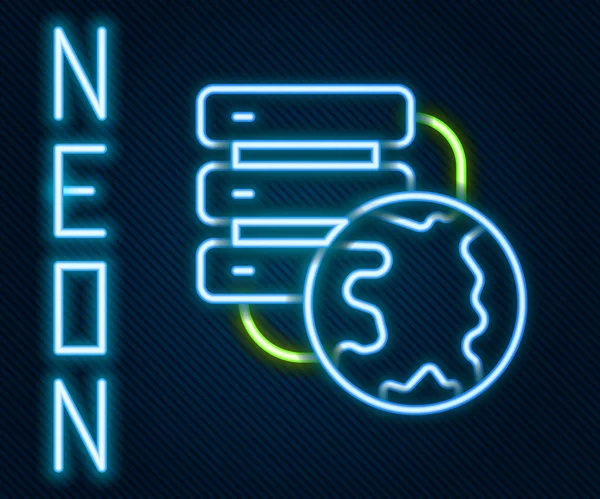 Linea neon luminosa Icona di connessione cloud di rete isolata su sfondo nero. Tecnologia sociale. Concetto di cloud computing. Concetto di contorno colorato. Vettore — Vettoriale Stock