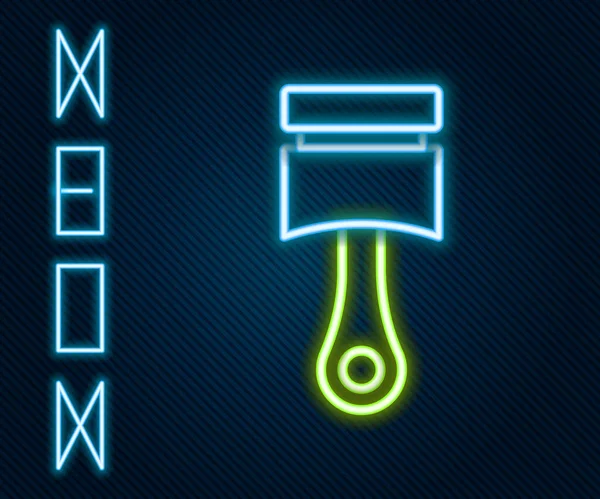 Leuchtendes Neon Line Motorkolben-Symbol isoliert auf schwarzem Hintergrund. Kolbenschild für den Automotor. Buntes Rahmenkonzept. Vektor — Stockvektor