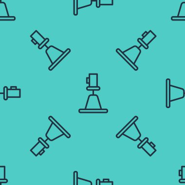 Siyah çizgi Tacheometre, teodolit simgesi yeşil arkaplanda izole edilmiş kusursuz desen. Jeolojik araştırma, ölçüm ve araştırma için mühendislik ekipmanları. Vektör