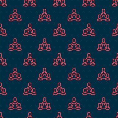 Kırmızı çizgi İş Hiyerarşisi organizogram grafiksel bilgi ikonu siyah arkaplanda izole edilmiş pürüzsüz desen. Kurumsal yapı grafik elementleri. Vektör