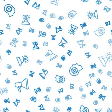 Hat Megafon, insan kafası, içinde ekipman ve dağların bayrakları var. Vektör