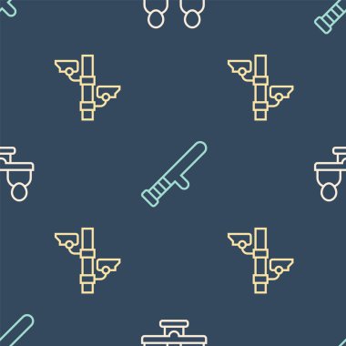 Cinsiyet eşitliği, güvenlik kamerası ve polis kauçuk copunu kusursuz desenlere ayarlayın. Vektör