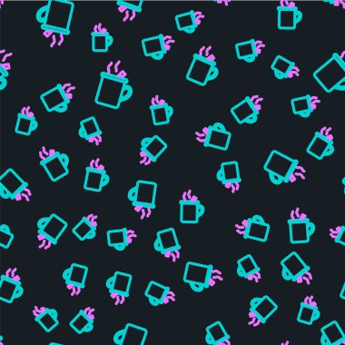 Bir bardak içki ve malzeme ikonuyla servis edilen şarap siyah arka planda izole edilmiş. Tarçın çubuğu, karanfil, limon dilimi. Vektör İllüstrasyonu