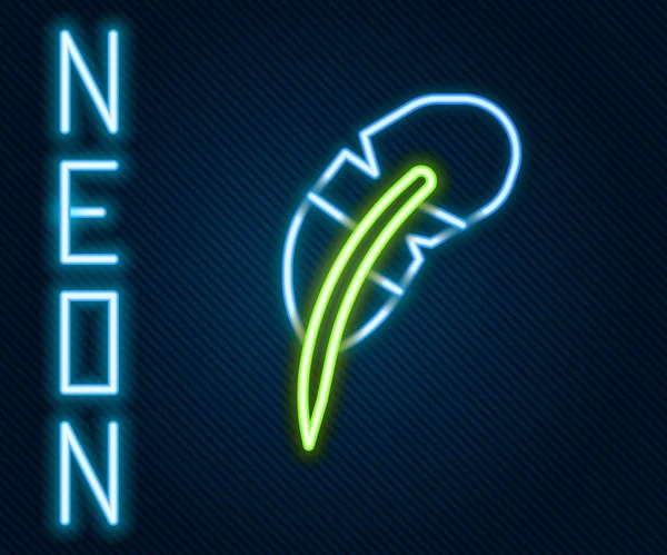Ragyogó neon vonal Feather toll ikon elszigetelt fekete alapon. Színes vázlat koncepció. Vektor — Stock Vector