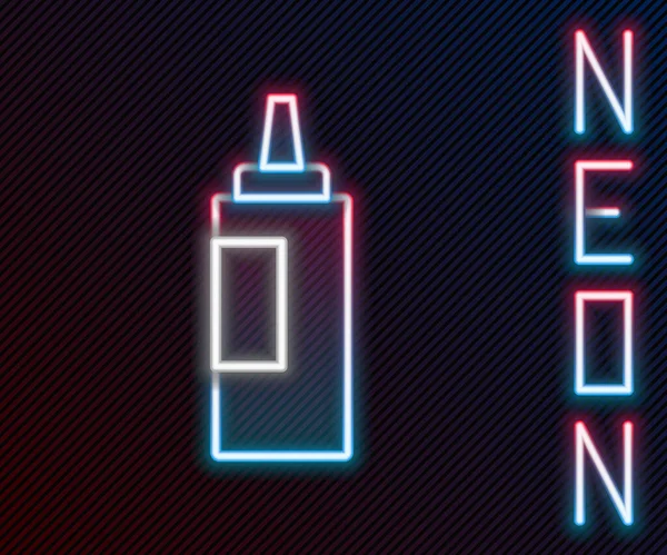 Ragyogó neon vonal Szósz palack ikon elszigetelt fekete alapon. Ketchup, mustár és majonézes üvegek szósszal a gyorskajához. Színes vázlat koncepció. Vektor — Stock Vector