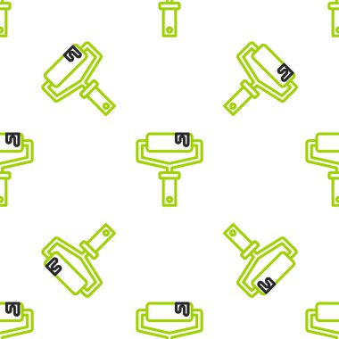 Çizgi boyası fırça simgesi beyaz arkaplanda izole edilmiş pürüzsüz desen. Vektör