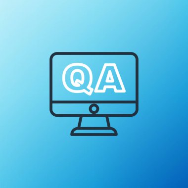 Konuşma baloncukları Soru ve Yanıt simgesi mavi arkaplanda izole edildi. Q ve A sembolü. SSS işareti. Konuşma balonu ve çizelgesi. Renkli taslak konsepti. Vektör