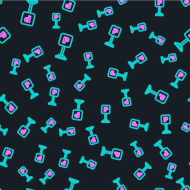 Çizgi Otoparkı simgesi siyah arkaplanda izole edilmiş. Sokak tabelası. Vektör