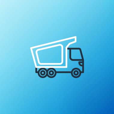 Hat teslimat kamyonu ikonu mavi arka planda izole edildi. Renkli taslak konsepti. Vektör