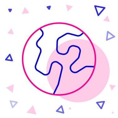 Beyaz arka planda izole edilmiş Dünya çizgisi ikonu. Dünya ya da Dünya işareti. Küresel internet sembolü. Geometrik şekiller. Renkli taslak konsepti. Vektör