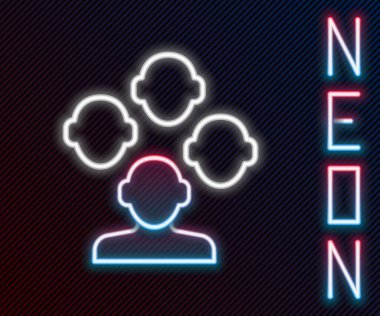 Parlayan neon hattı şizofreni ikonu siyah arkaplanda izole edildi. Renkli taslak konsepti. Vektör