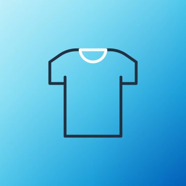 Mavi arkaplanda çizgi tişört simgesi izole edildi. Renkli taslak konsepti. Vektör