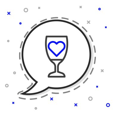 Beyaz arka planda izole edilmiş şampanya ikonu çizgisi. Sevgililer günün kutlu olsun. Renkli taslak konsepti. Vektör