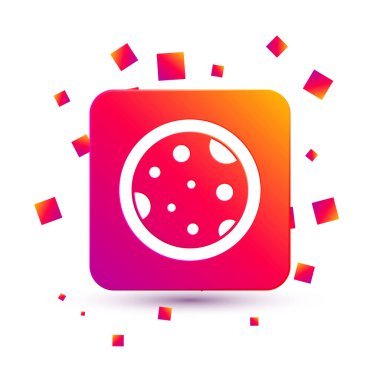 Beyaz arka planda izole edilmiş bakteri simgesi olan beyaz petri kabı. Kare renk düğmesi. Vektör