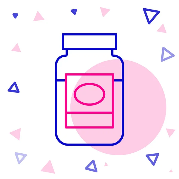 Line Jam jar icoon geïsoleerd op witte achtergrond. Kleurrijk concept. Vector — Stockvector