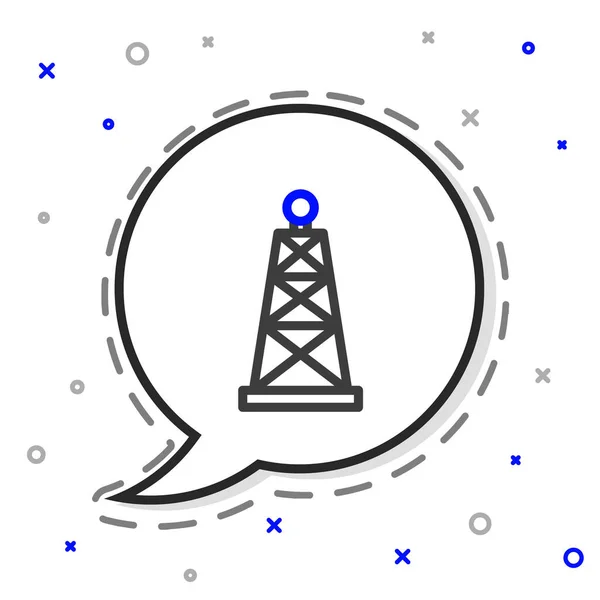 Ligne Icône de plate-forme pétrolière isolé sur fond blanc. Tour d'essence. Objet industriel. Concept de contour coloré. Vecteur — Image vectorielle