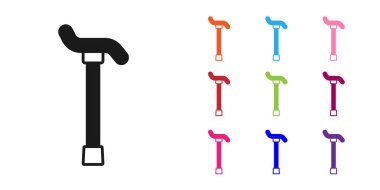 Siyah baston simgesi beyaz arka planda izole edilmiş. Simgeleri renklendirin. Vektör