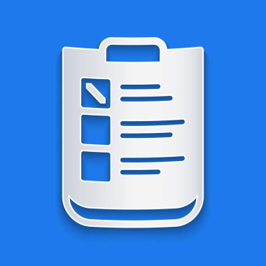 Kağıt kesiği Psikolojik test ikonu mavi arka planda izole edilmiş. Kağıt sanatı tarzı. Vektör