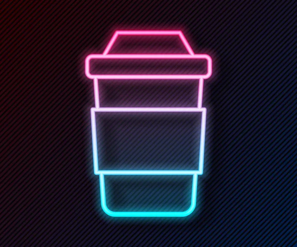 Glödande neon linje Cup te ikon isolerad på svart bakgrund. Vektor — Stock vektor