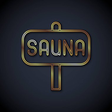 Sauna simgesi siyah arkaplanda izole edilmiş. Vektör