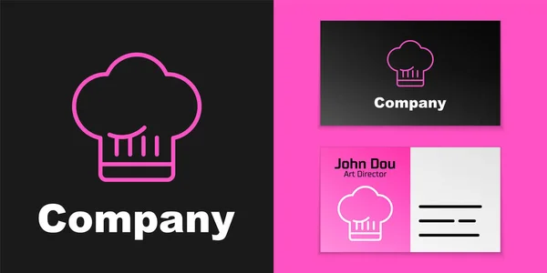 Roze lijn Chef hoed pictogram geïsoleerd op zwarte achtergrond. Koken symbool. Kookt hoed. Logo ontwerp template element. Vector — Stockvector