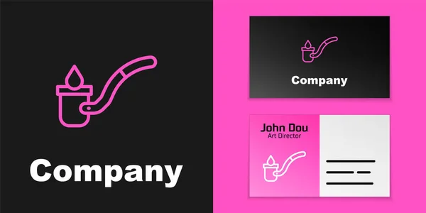 Roze lijn Sauna lepel pictogram geïsoleerd op zwarte achtergrond. Logo ontwerp template element. Vector — Stockvector
