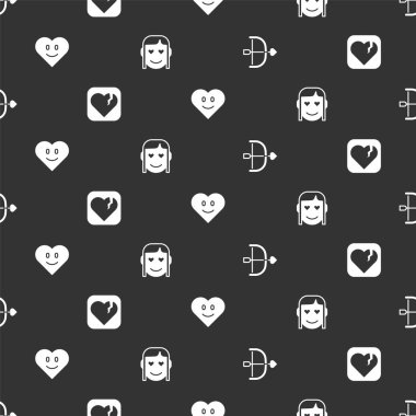 Ok ve yay, kırık kalp ya da boşanma, kalp ve romantik kız kusursuz bir düzen içinde. Vektör