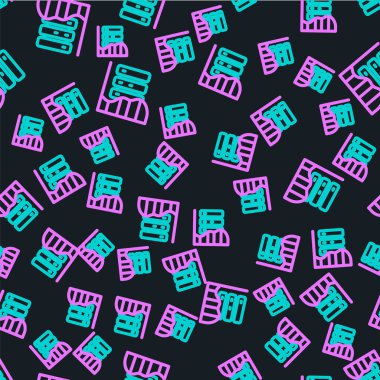 Satır Sunucusu, Data, Web Sunucusu simgesi izole edilmiş siyah arkaplan üzerindeki kusursuz desen. Vektör