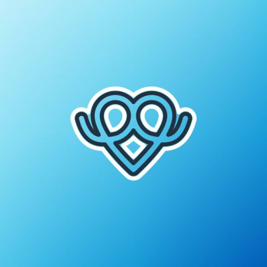 Çizgi simgesi mavi arkaplanda izole edildi. Alman konforlu yemek hamur işi. Oktoberfest festivali. Renkli taslak konsepti. Vektör