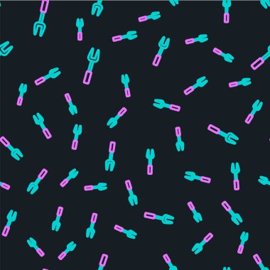 Çizgi barbekü çatalı simgesi siyah arkaplanda izole edilmiş. Mangal çatalı tabelası. Barbekü ve ızgara aleti. Vektör