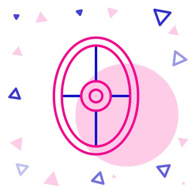 Beyaz arka planda Yunan süs ikonu olan Yunan kalkanı. Renkli taslak konsepti. Vektör