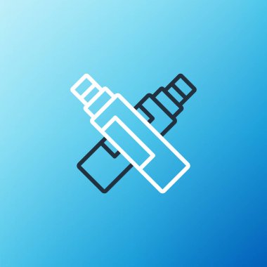 Satır İşaretleyici kalem simgesi mavi arkaplanda izole edildi. Renkli taslak konsepti. Vektör