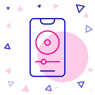 Satır müziği simgesi beyaz arkaplanda izole edildi. Taşınabilir müzik cihazı. Renkli taslak konsepti. Vektör