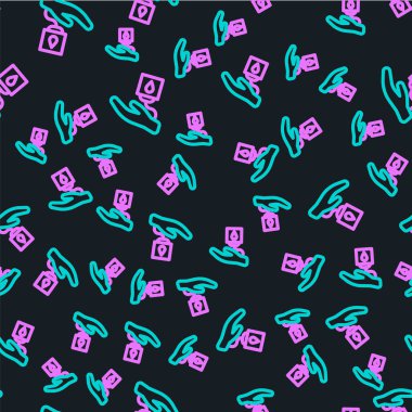 Çizgi Kan bağışı ikonu siyah arkaplanda kusursuz bir desen buldu. Vektör