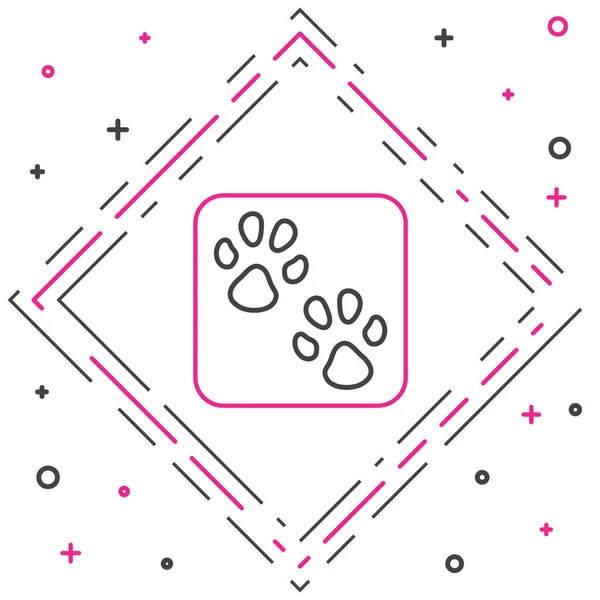 Linia Paw print ikona odizolowana na białym tle. Odcisk palca psa lub kota. Ślady zwierząt. Kolorowy koncept. Wektor — Wektor stockowy